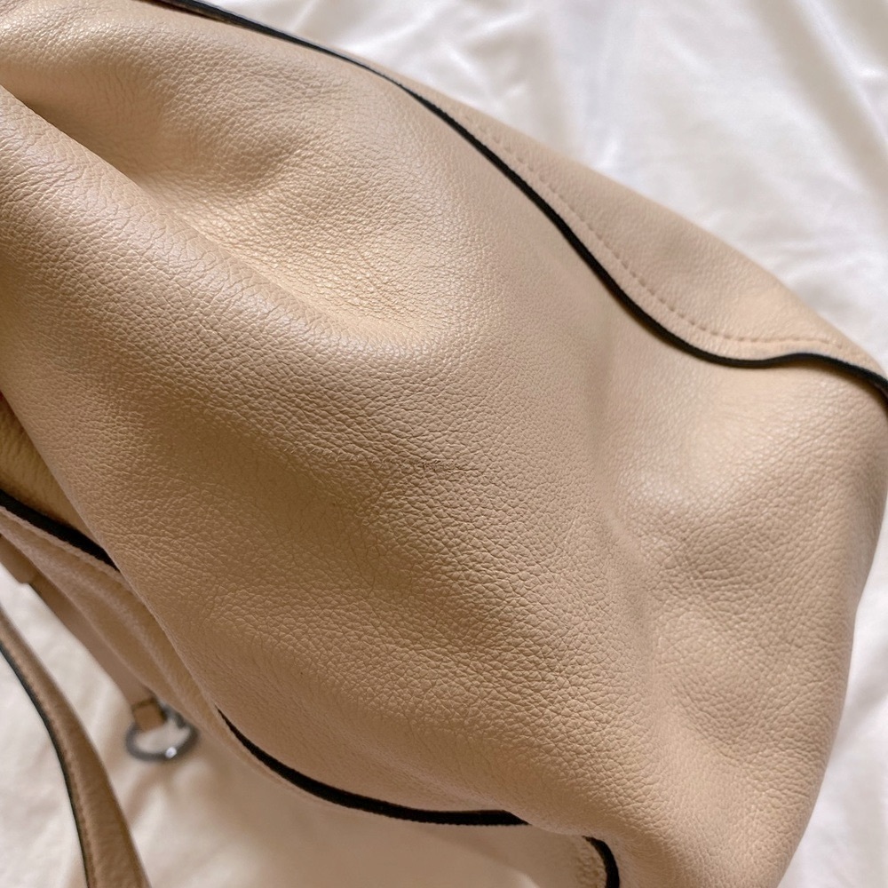 Calvin Klein Pebbled Genuine Leather Shoulder Tote Bag – Beige - Picture 11 of 16